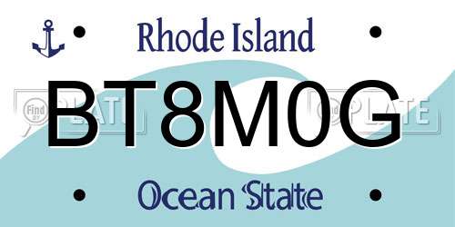 BT8M0G Rhode Island License Plate