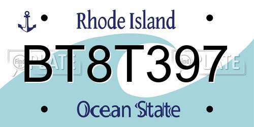 BT8T397 Rhode Island License Plate