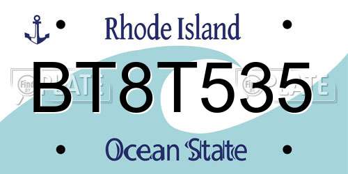 BT8T535 Rhode Island License Plate