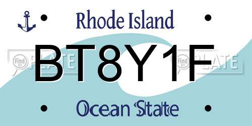 BT8Y1F Rhode Island License Plate
