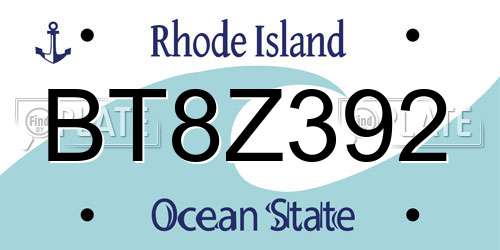 BT8Z392 Rhode Island License Plate