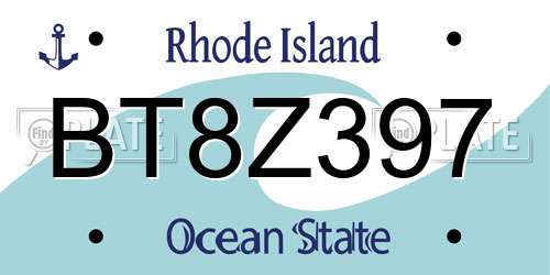 BT8Z397 Rhode Island License Plate