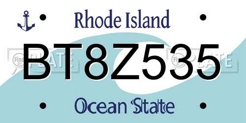 BT8Z535 Rhode Island License Plate