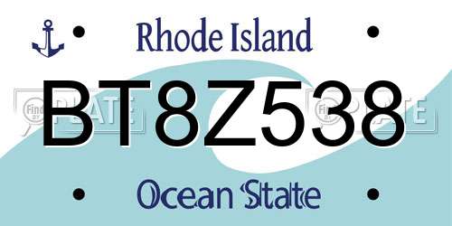 BT8Z538 Rhode Island License Plate
