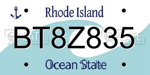 BT8Z835 Rhode Island License Plate