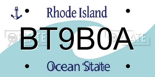 BT9B0A Rhode Island License Plate