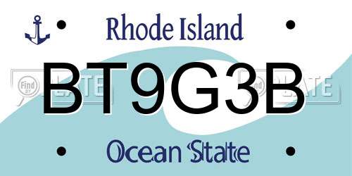 BT9G3B Rhode Island License Plate