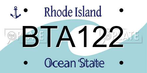 BTA122 Rhode Island License Plate