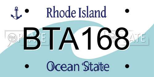 BTA168 Rhode Island License Plate