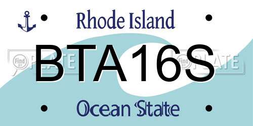 BTA16S Rhode Island License Plate