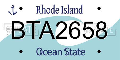 BTA2658 Rhode Island License Plate