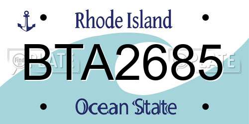 BTA2685 Rhode Island License Plate