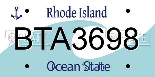 BTA3698 Rhode Island License Plate