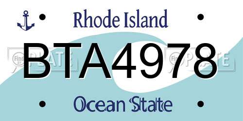 BTA4978 Rhode Island License Plate