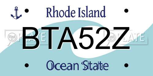 BTA52Z Rhode Island License Plate
