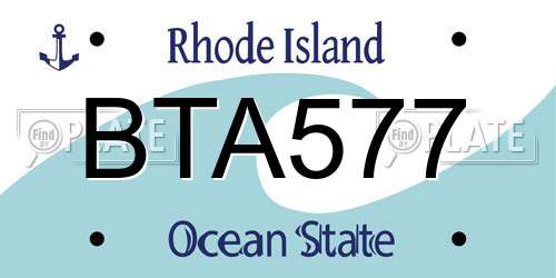 BTA577 Rhode Island License Plate