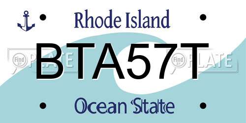 BTA57T Rhode Island License Plate