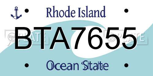 BTA7655 Rhode Island License Plate