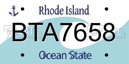 BTA7658 Rhode Island License Plate