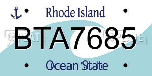 BTA7685 Rhode Island License Plate