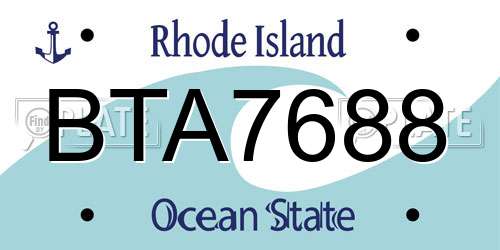 BTA7688 Rhode Island License Plate