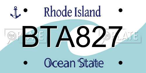 BTA827 Rhode Island License Plate