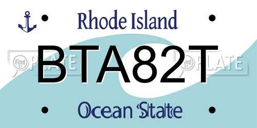 BTA82T Rhode Island License Plate