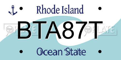 BTA87T Rhode Island License Plate