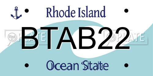 BTAB22 Rhode Island License Plate