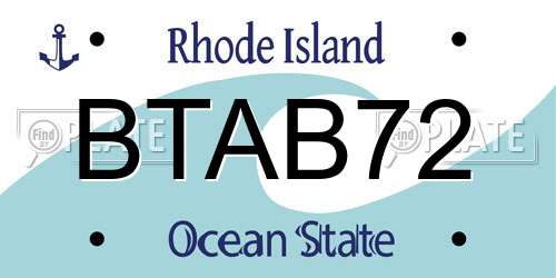 BTAB72 Rhode Island License Plate
