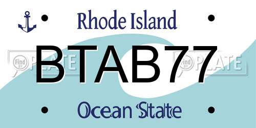 BTAB77 Rhode Island License Plate