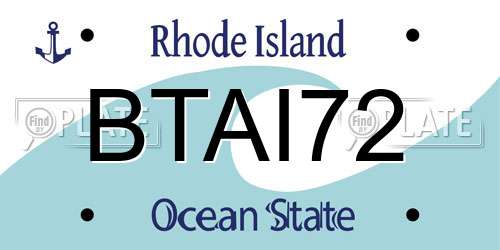 BTAI72 Rhode Island License Plate