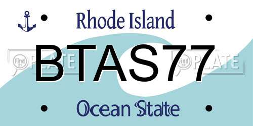 BTAS77 Rhode Island License Plate