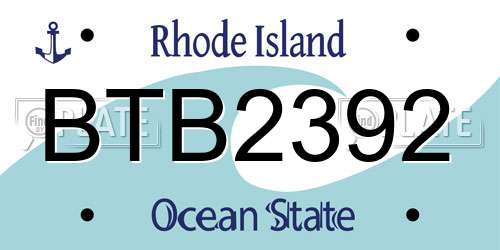 BTB2392 Rhode Island License Plate