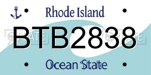 BTB2838 Rhode Island License Plate