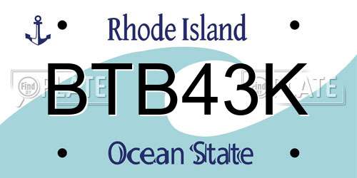 BTB43K Rhode Island License Plate