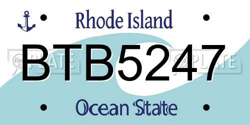 BTB5247 Rhode Island License Plate