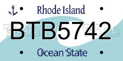 BTB5742 Rhode Island License Plate