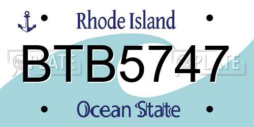 BTB5747 Rhode Island License Plate