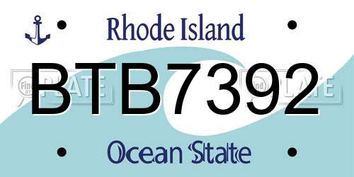 BTB7392 Rhode Island License Plate