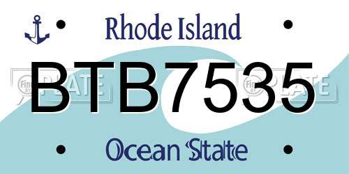 BTB7535 Rhode Island License Plate