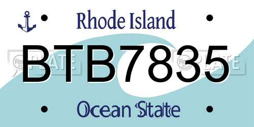 BTB7835 Rhode Island License Plate
