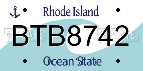 BTB8742 Rhode Island License Plate