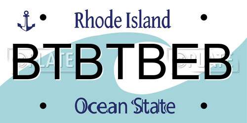 BTBTBEB Rhode Island License Plate