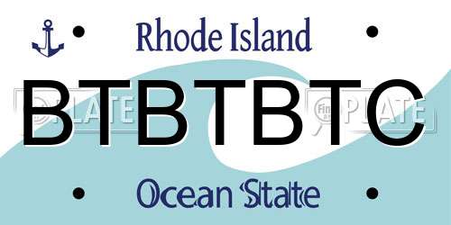 BTBTBTC Rhode Island License Plate