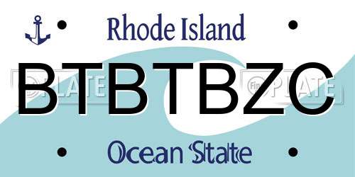 BTBTBZC Rhode Island License Plate