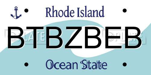 BTBZBEB Rhode Island License Plate