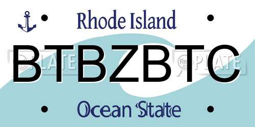 BTBZBTC Rhode Island License Plate