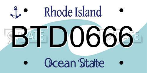 BTD0666 Rhode Island License Plate