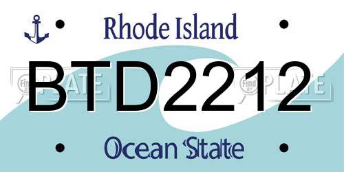 BTD2212 Rhode Island License Plate